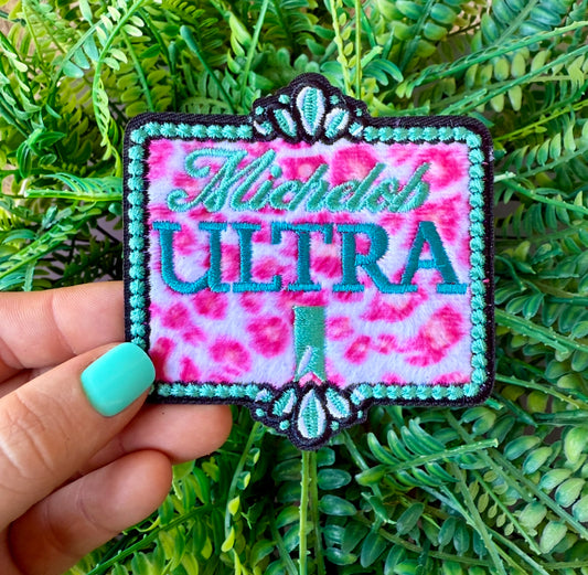 Michelob ultra western pink leopard iron on patch