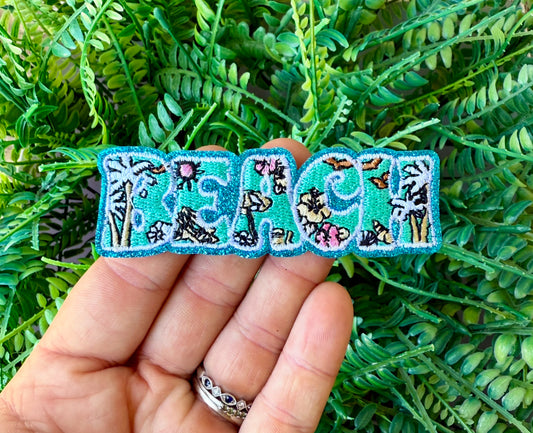 Beach glitter summer iron on patch