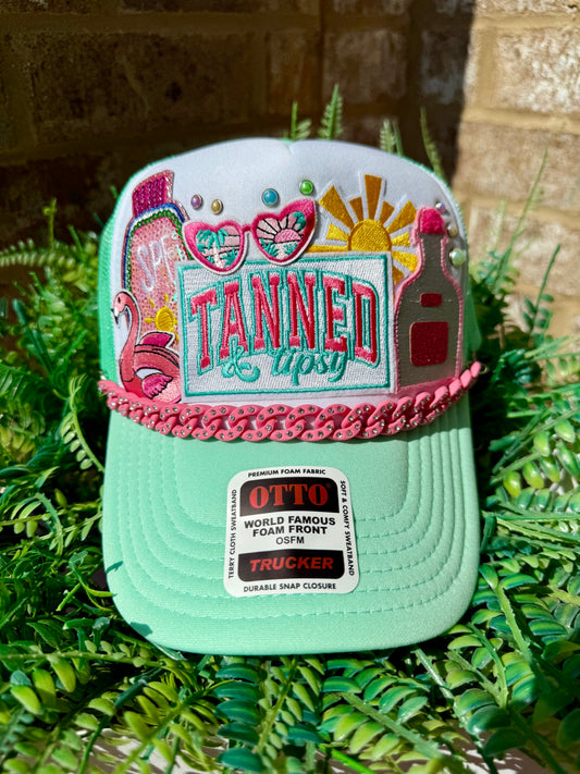 Tanned and tipsy summer trucker hat