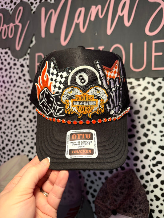 Harley grunge trucker hat