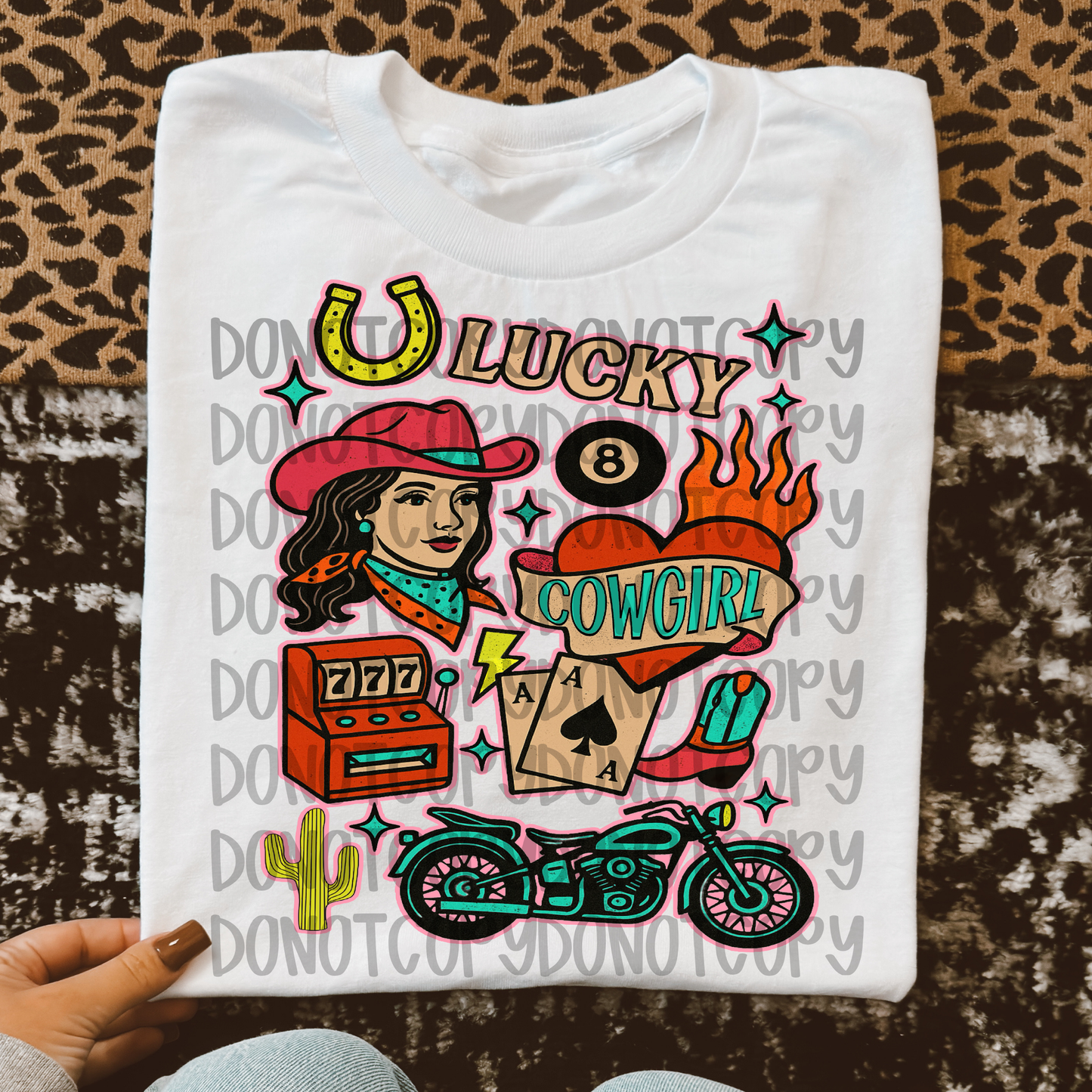 Lucky Cowgirl collage digital download png design