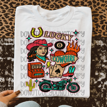 Lucky Cowgirl collage digital download png design