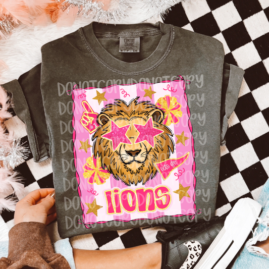 Preppy pink lions mascot digital download png