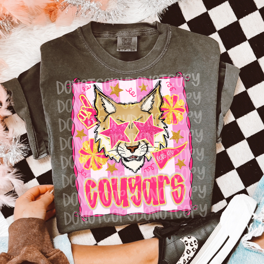 Preppy pink cougars mascot digital download png