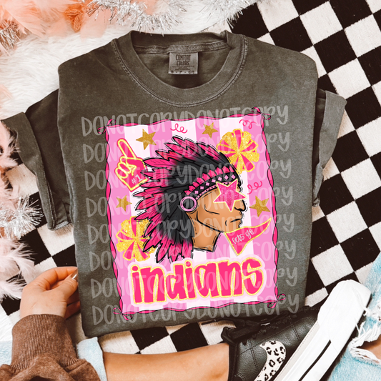 Preppy pink Indians mascot digital download png