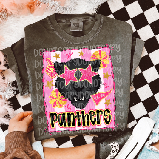 Preppy pink panthers mascot digital download png