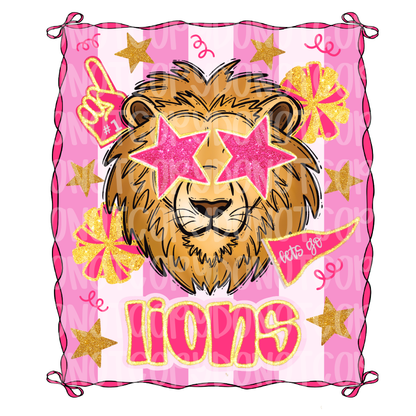 Preppy pink lions mascot digital download png