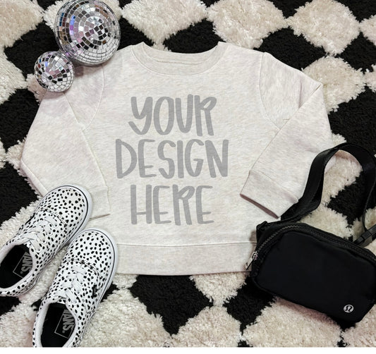 Rabbit skins Toddler/Youth sweatshirt basic girly flat lay mock up