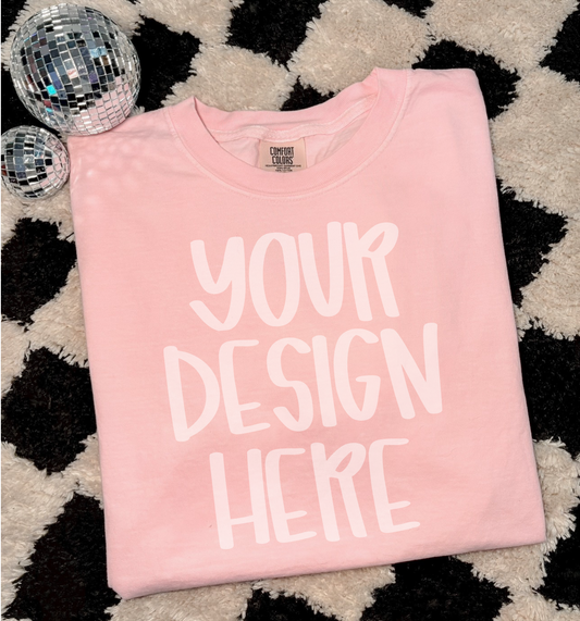 Comfort color blossom short sleeve t-shirt flat lay mock up