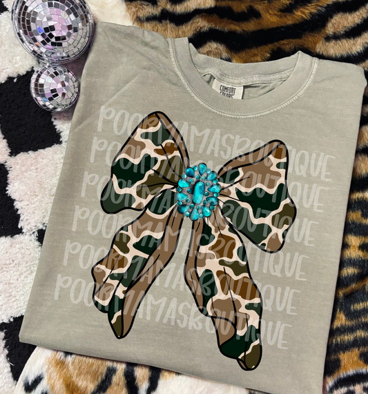 Camo Bow with Turquoise Concho PNG • Western Sublimation Digital Download